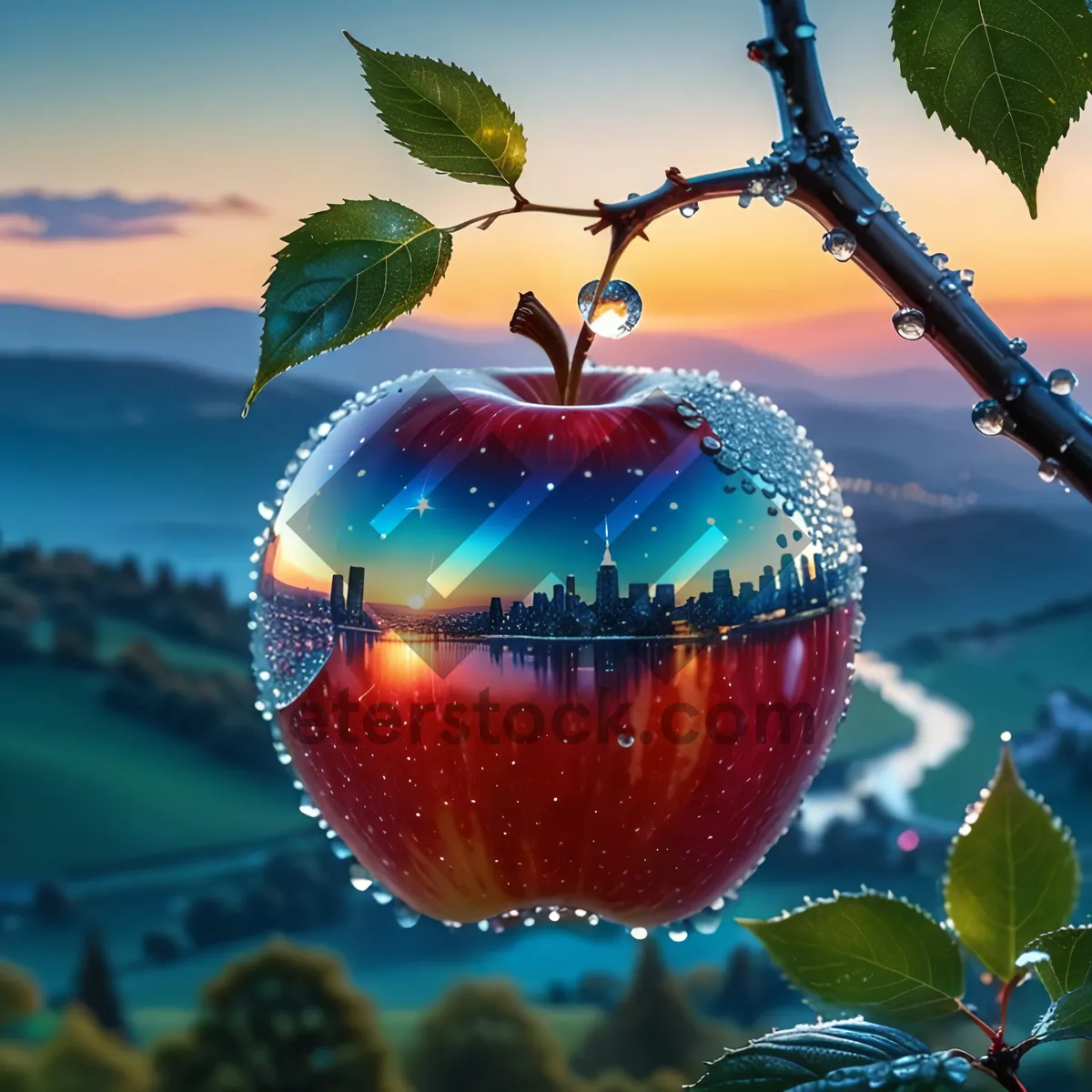Picture of Festive Winter Apple Tree Ornament Decoration
