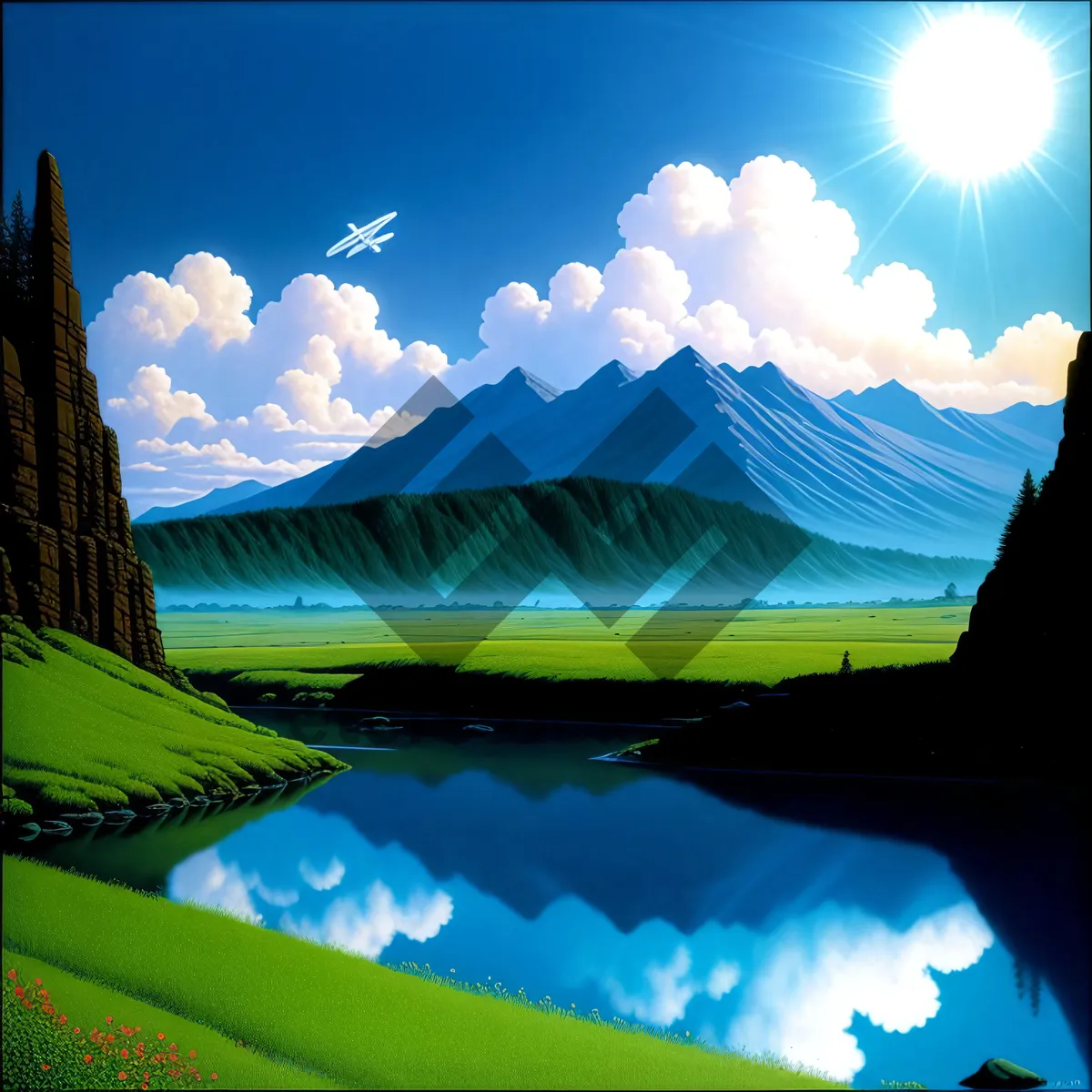 Picture of Vibrant Countryside Horizon beneath Clear Summer Sky