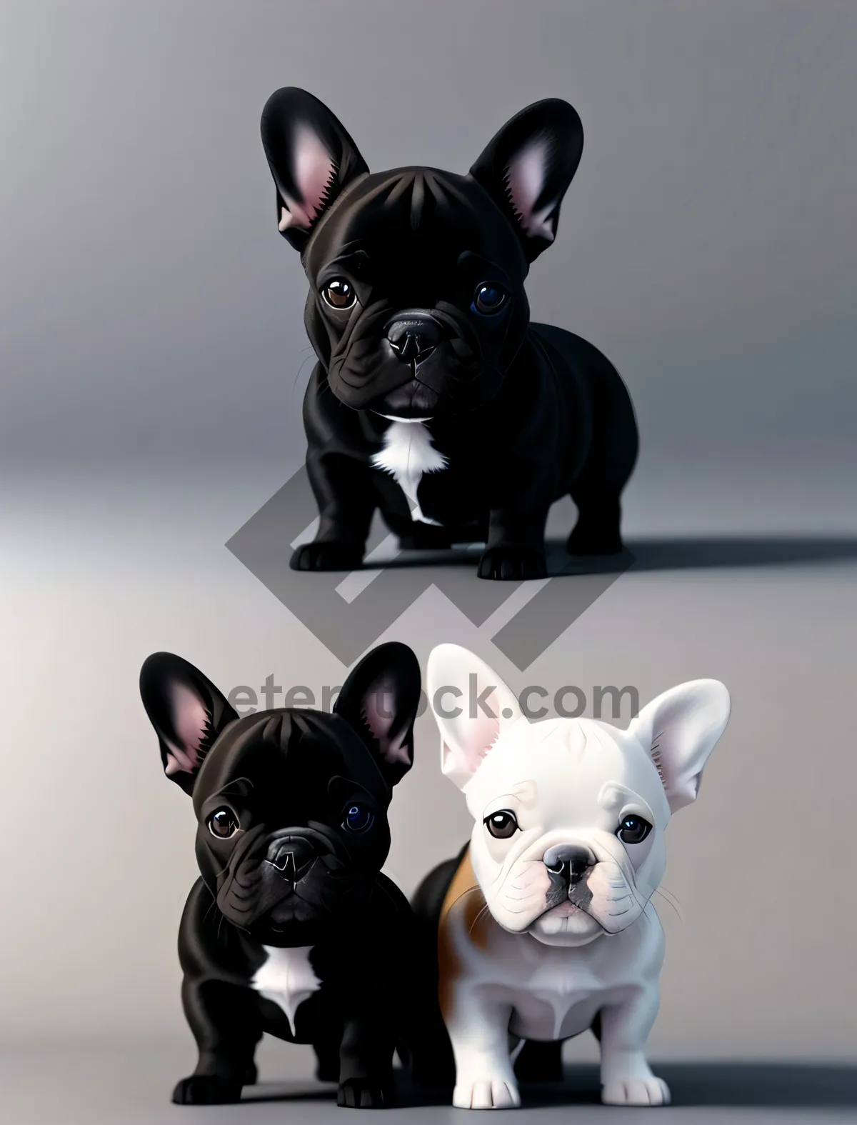Picture of Bulldog Puppy - Cute and Wrinkled Studio Portrait
