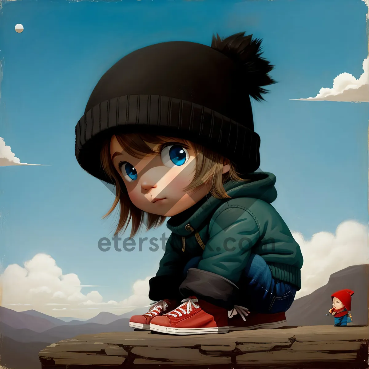 Picture of Happy child smiling in cute hat at school.