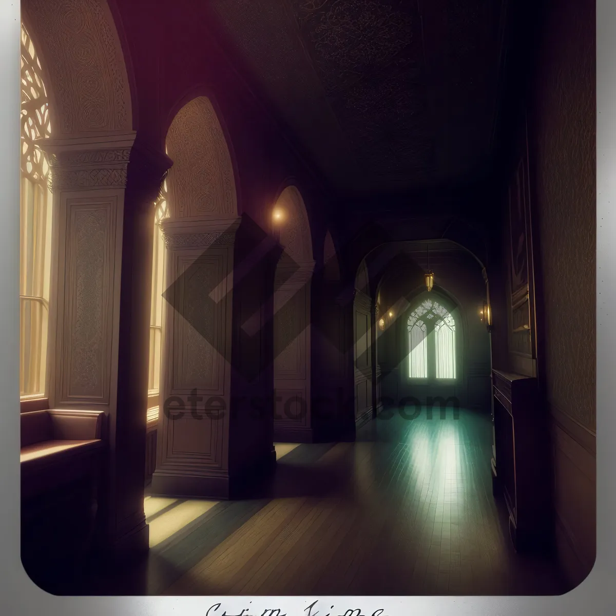 Picture of Majestic Stone Arch in Ancient Church Interior