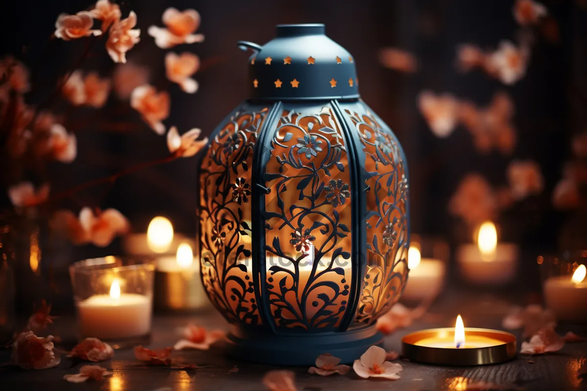 Picture of Traditional holiday glass vase decoration.