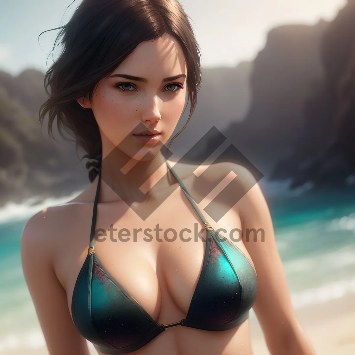 Picture of Seductive Beachwear: Attractive Model Showcasing Sexy Swimsuit