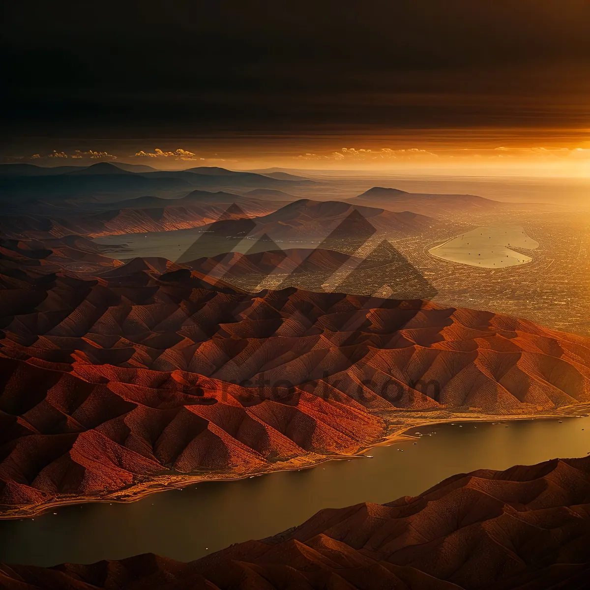 Picture of Sunset over Sand Dunes: Majestic Desert Landscape