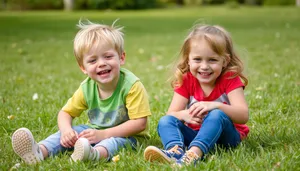 Happy children playing together in the park.