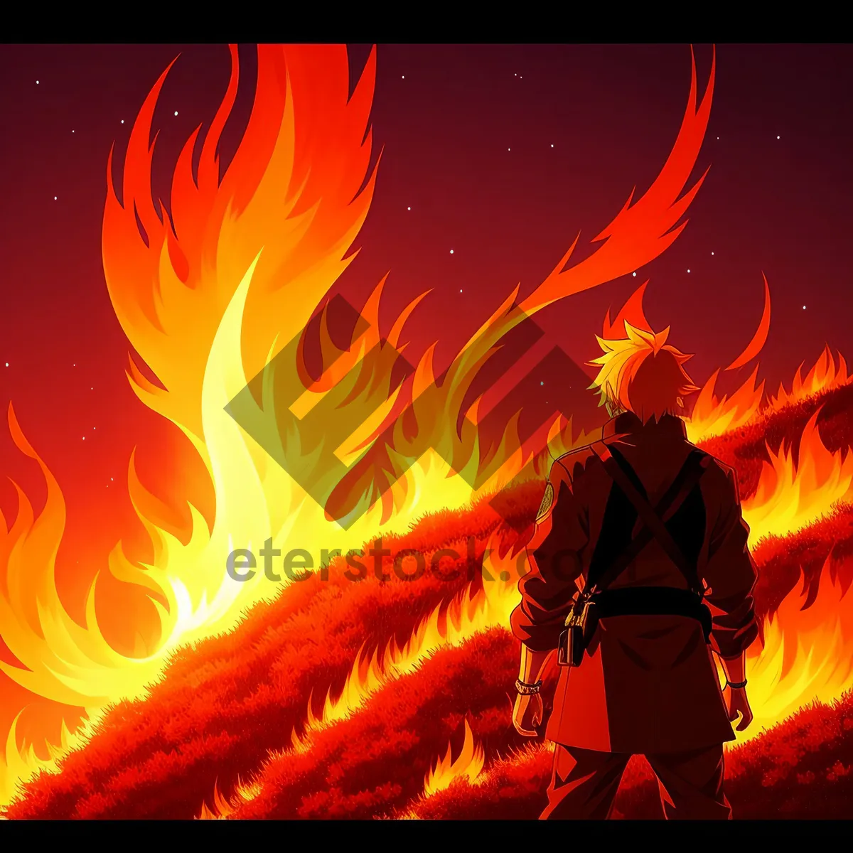 Picture of Flaming Inferno: Fiery Digital Motion Art Wallpaper