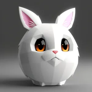 Cute Happy Bunny Cartoon Icon - 3D Smile