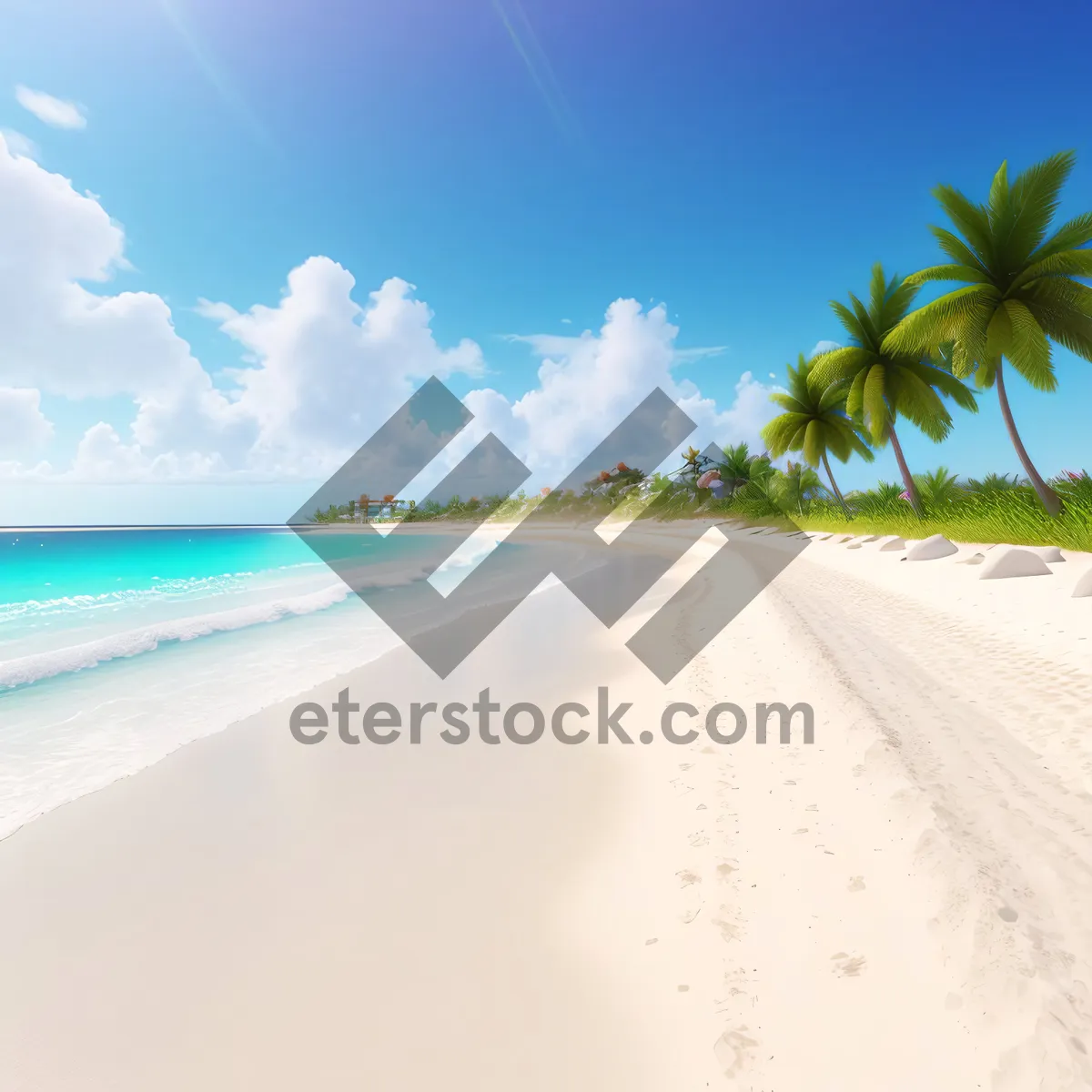 Picture of Idyllic Tropical Paradise by the Sunny Shoreline