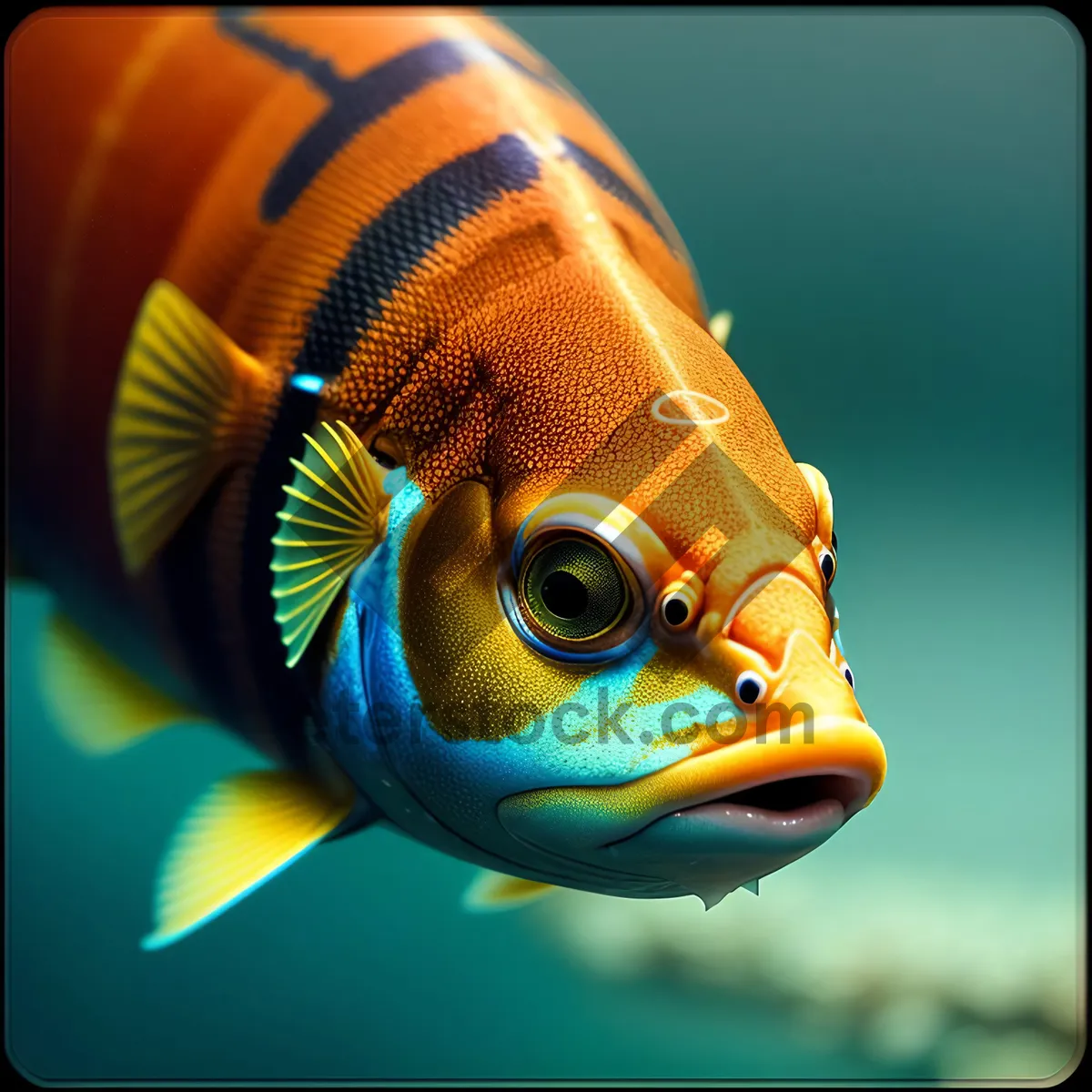 Picture of Glimpse of Orange Goldfish in Underwater Aquarium