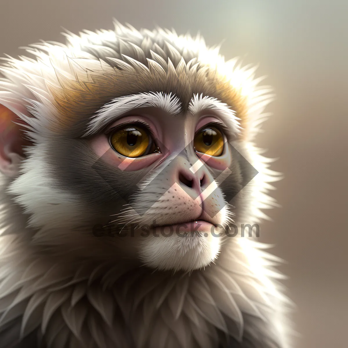 Picture of Feline Gaze: Captivating Primate's Wild Kitty Stares