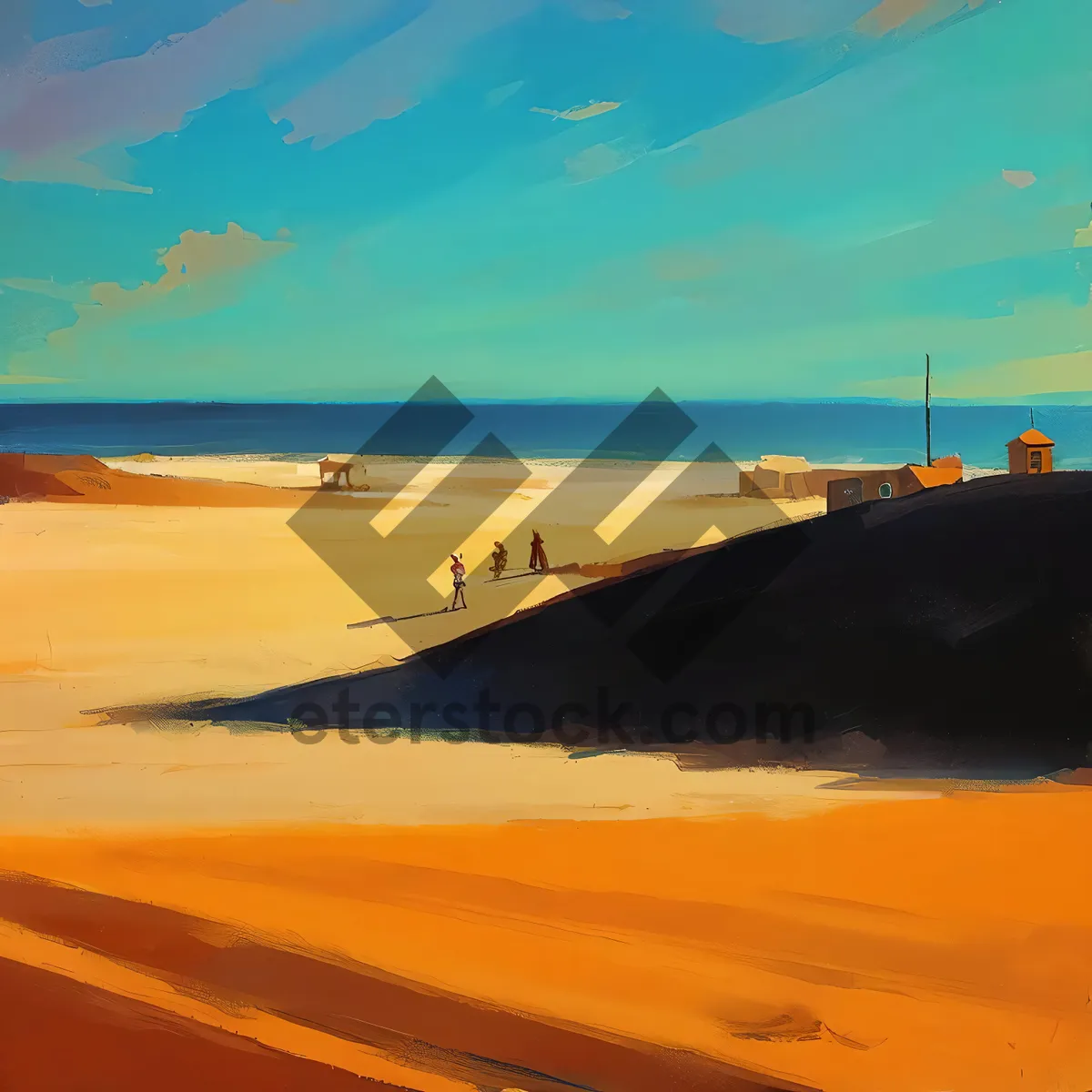 Picture of Golden Horizon: Scenic Beach Sunset Over Ocean