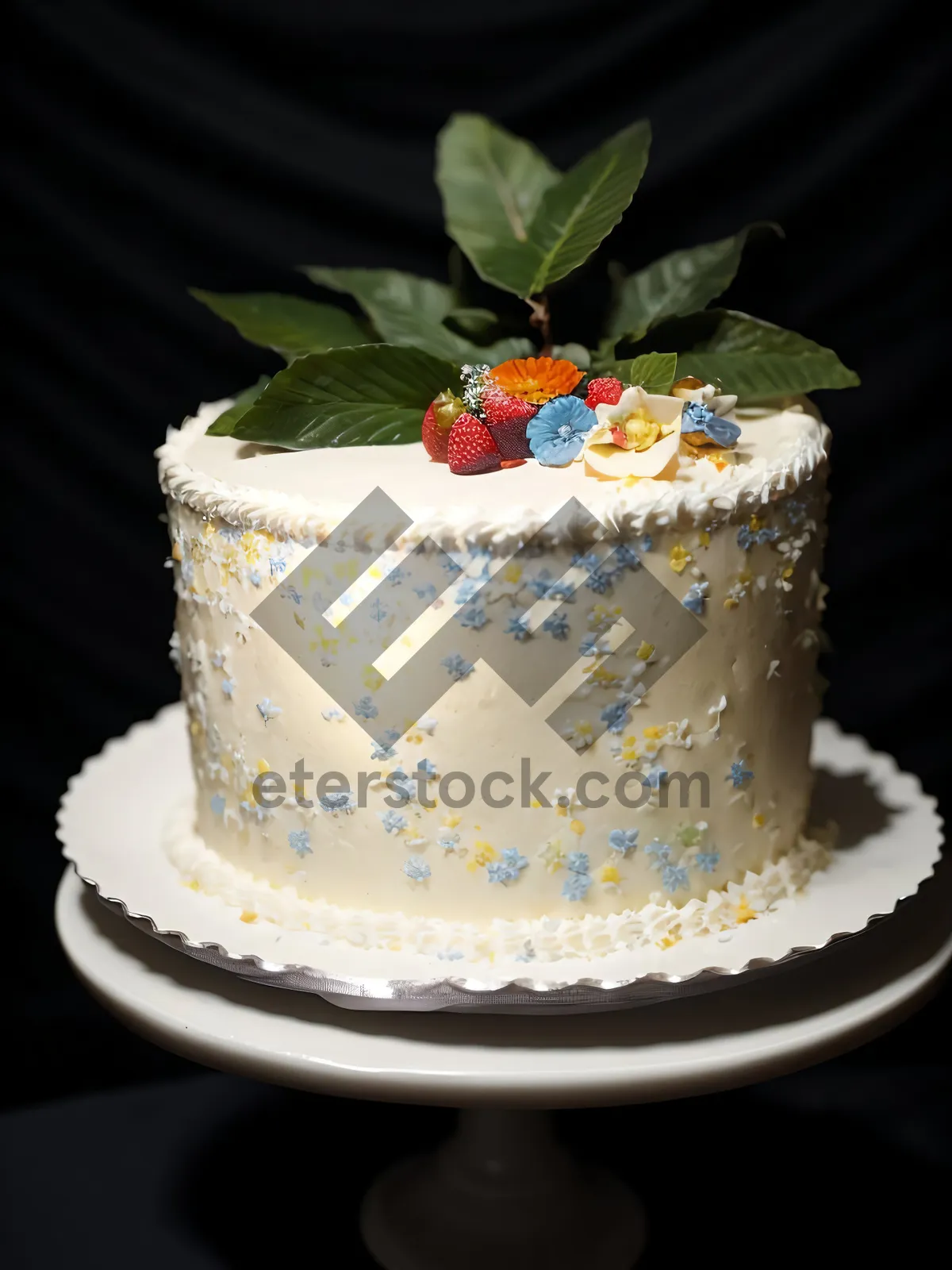 Picture of Delicious Berry Cake with Fresh Cream and Chocolate