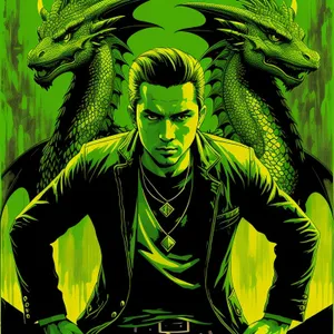 Colorful Comic Snake Art: The Green & Black Mambas