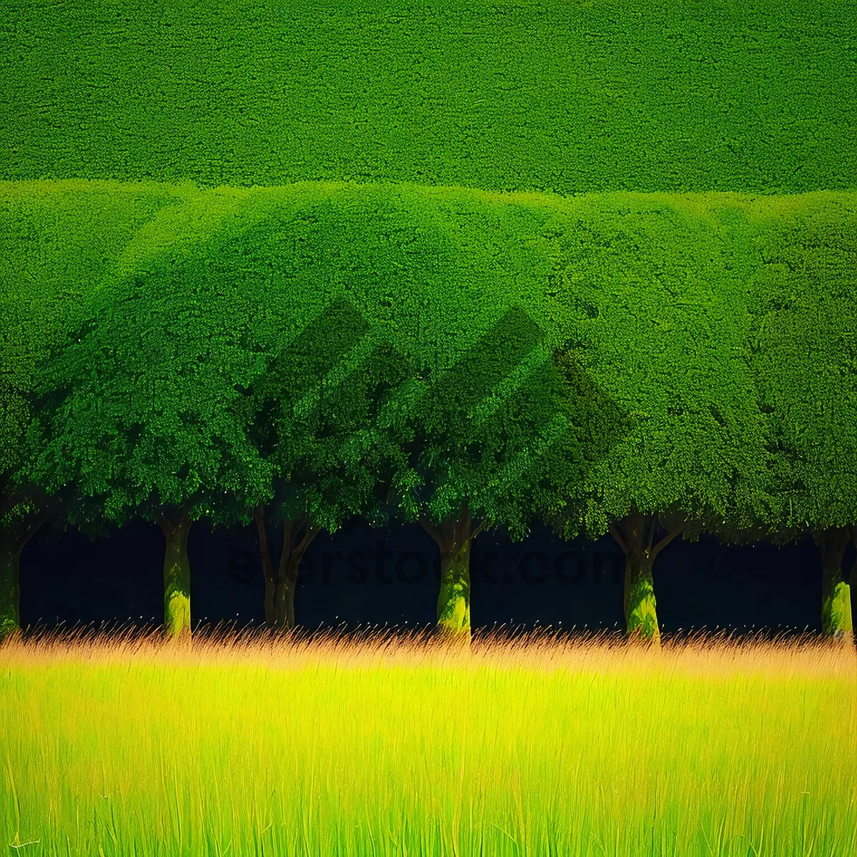 Picture of Lush Green Meadow in Spring Landscape