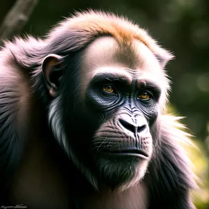 Wild Primate Family in Natural Jungle Habitat