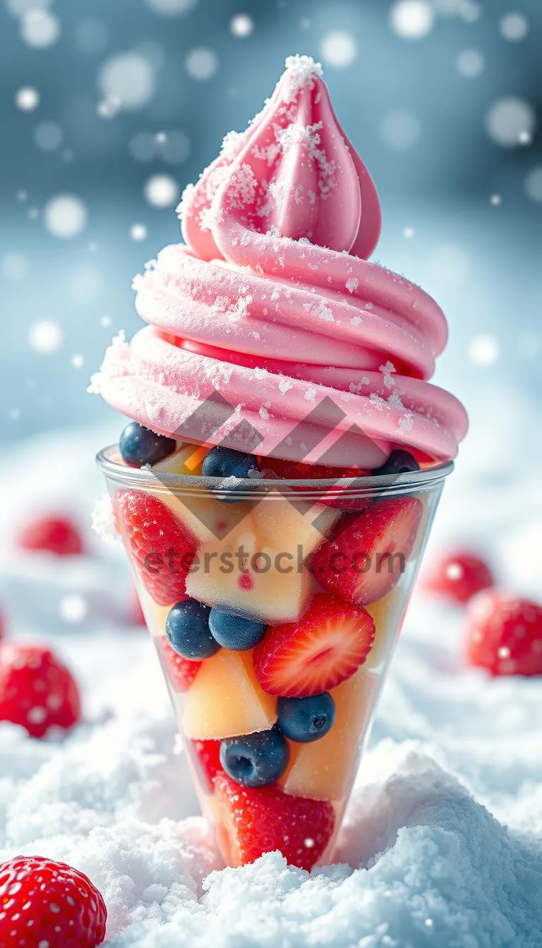 Picture of Fresh Berry Yogurt Ice Cream Cone