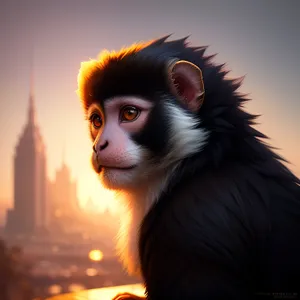 Cute furry primate with captivating black eyes