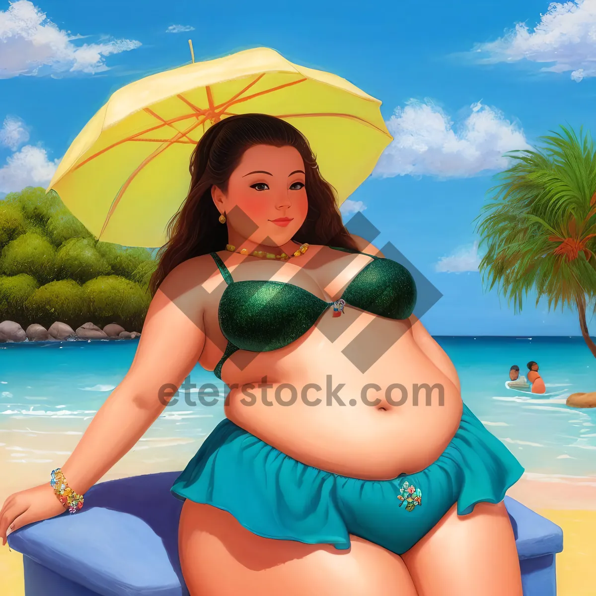 Picture of Tropical Escape: Bikini Babe Lounging on Beach