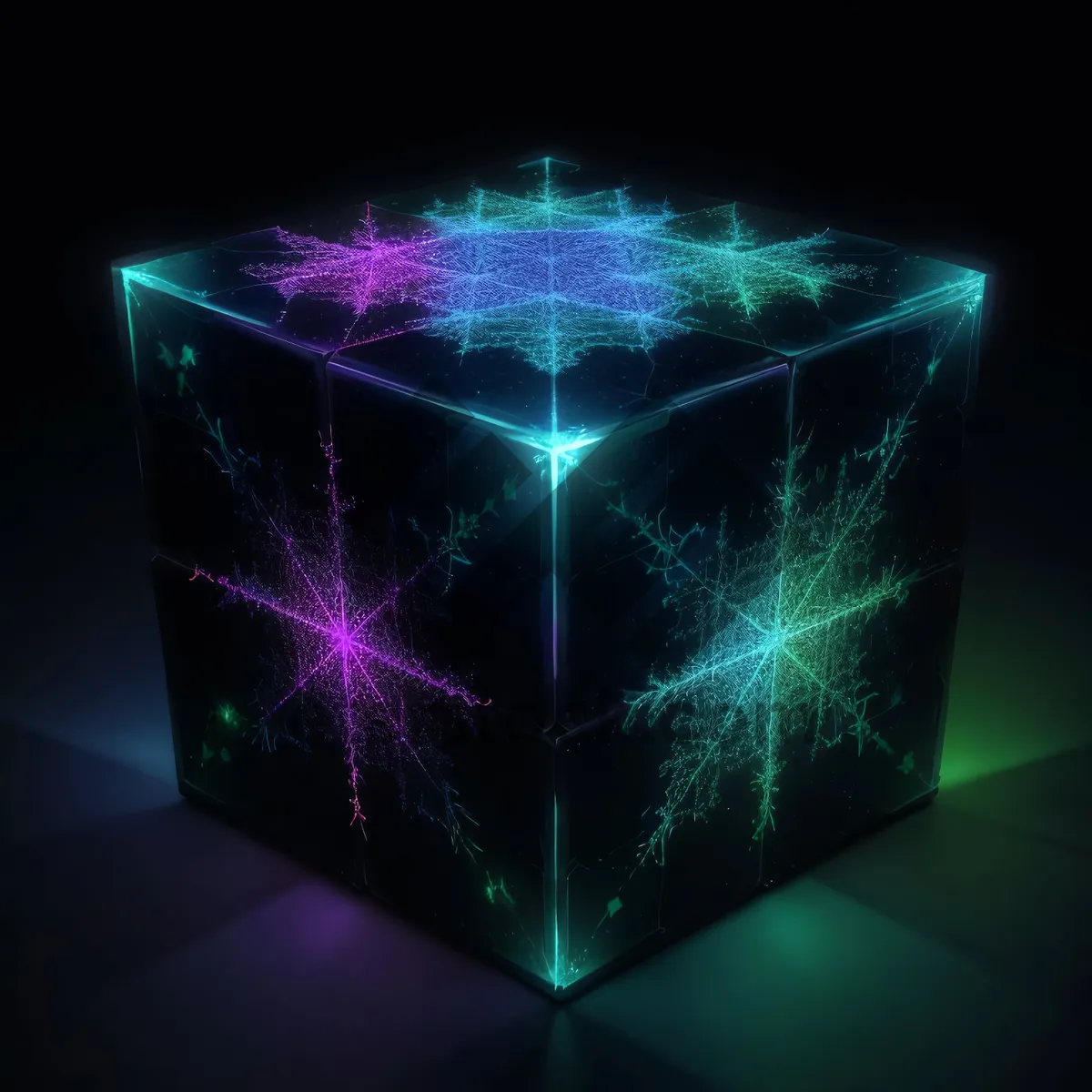 Picture of Dark Energy Fractal Glow - Modern 3D Texture