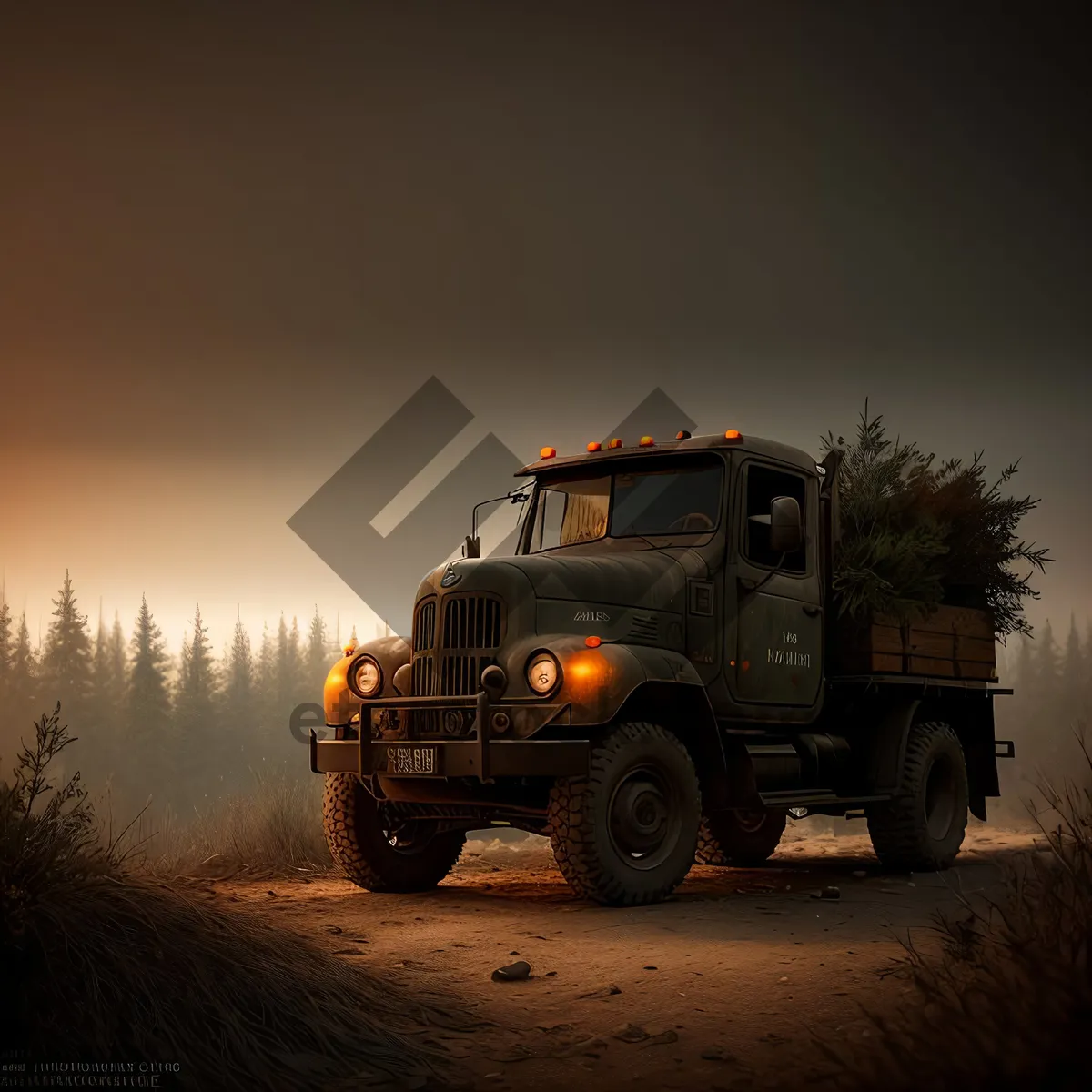 Picture of Yellow Snowplow Truck Clearing Road During Winter