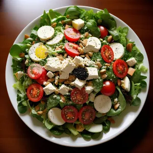 Delicious Gourmet Salad with Fresh Vegetables and Cheese