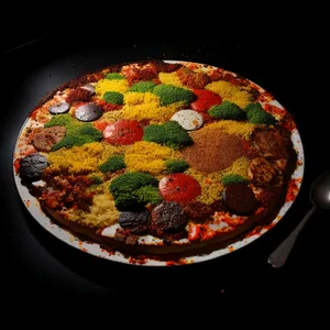 Delicious gourmet vegetable plate with pepper and spices.