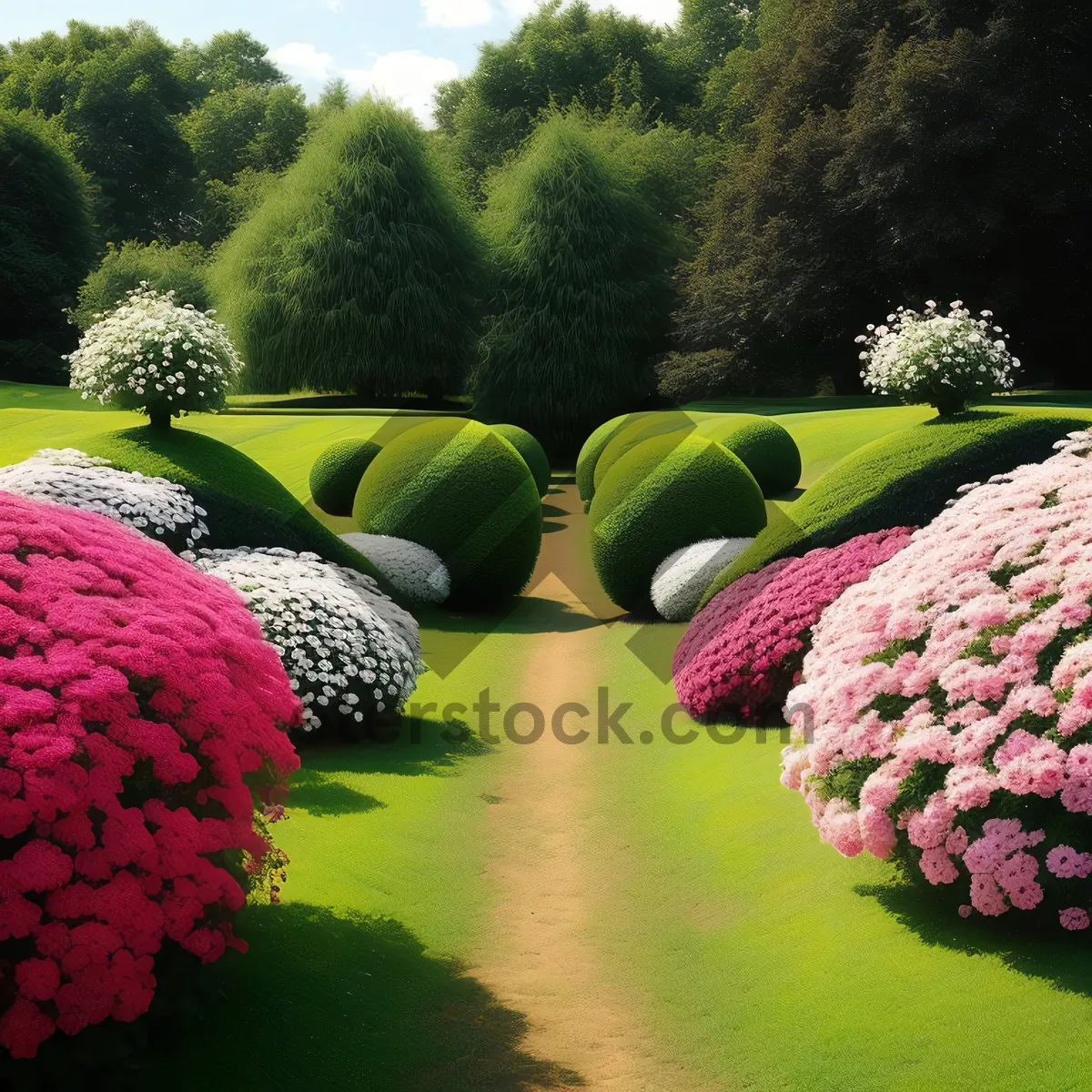 Picture of Summer Hydrangea Shrub Flower in Garden.