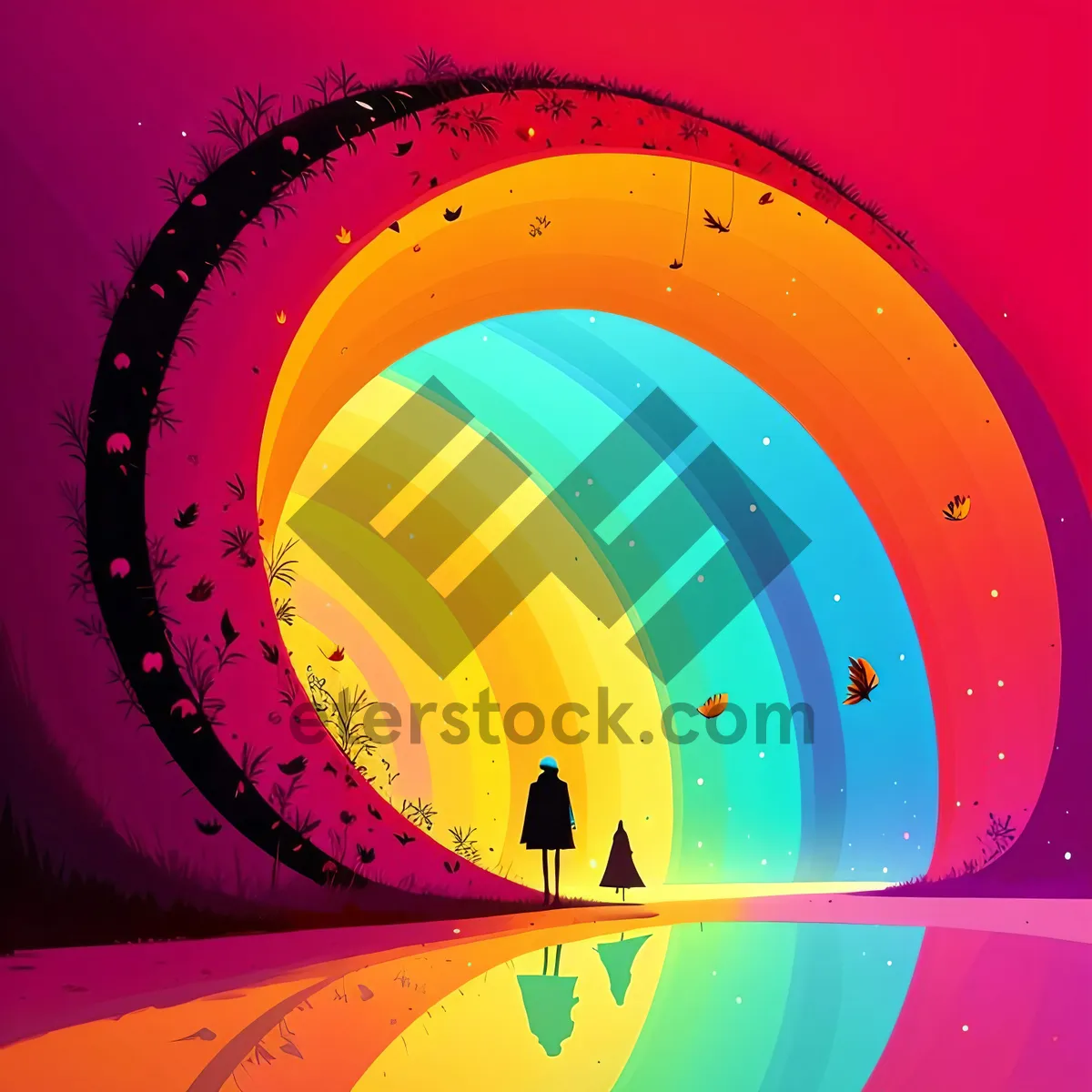 Picture of Colorful Circle Pattern on Digital Art Wallpaper