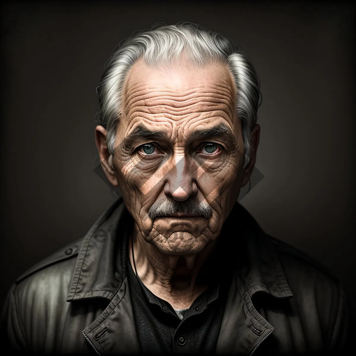 Picture of Senior Man's Serious Expression - Black & White Portrait