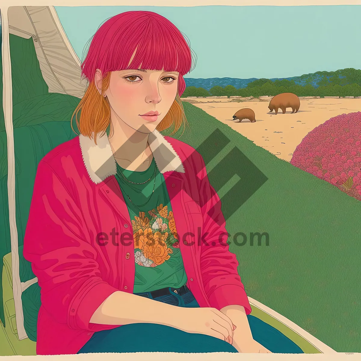 Picture of Smiling student lady in casual education lifestyle.