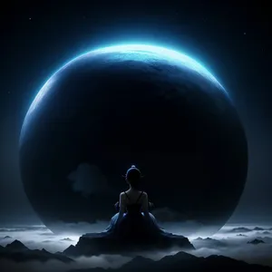 Moonlit fantasy world under a starry sky