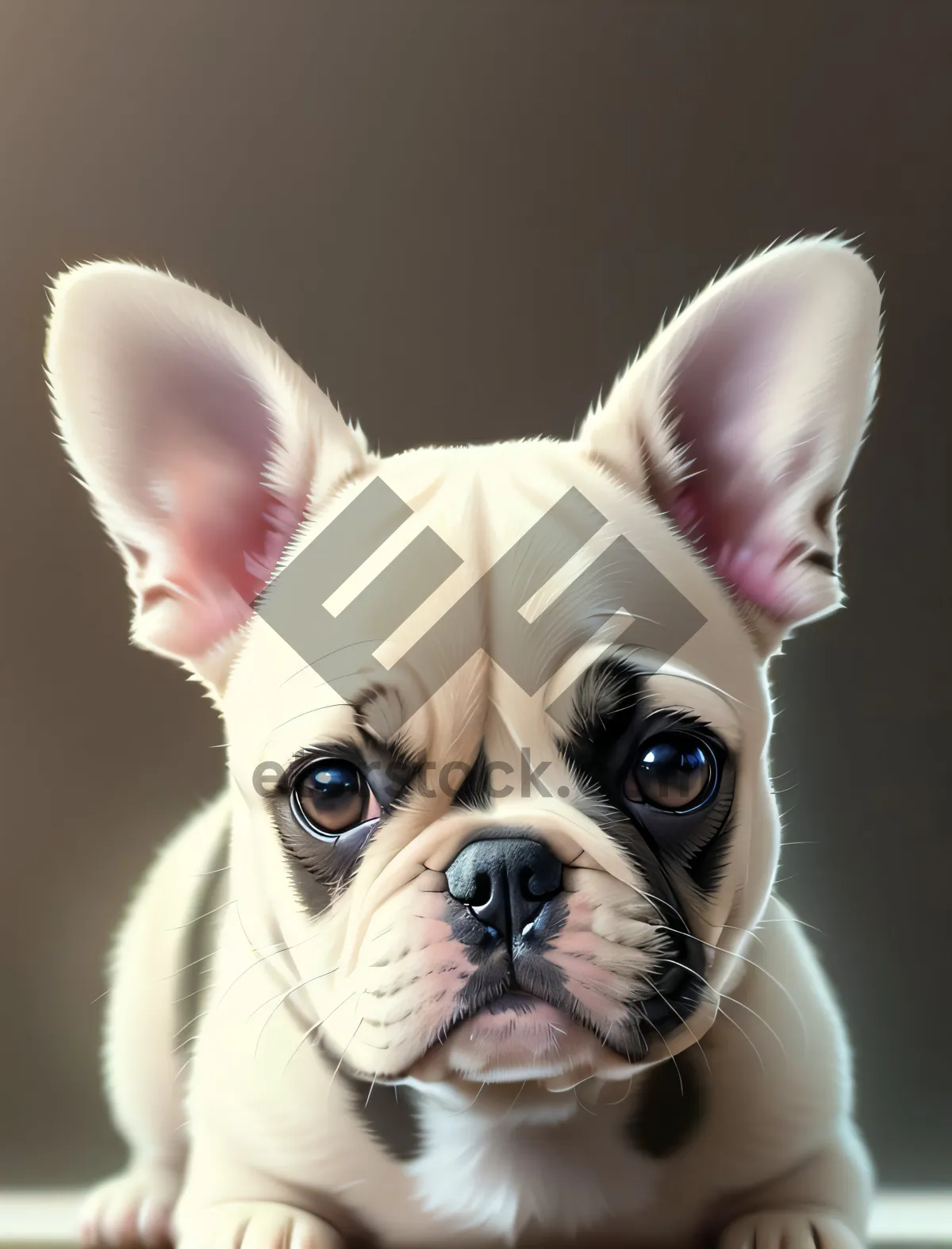 Picture of Bulldog Puppy in Studio Portrait - Adorable Wrinkled Cutie