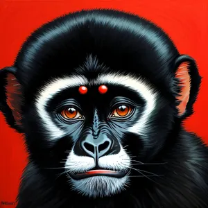 Wild Gibbon's Intense Black-Eyed Portrait