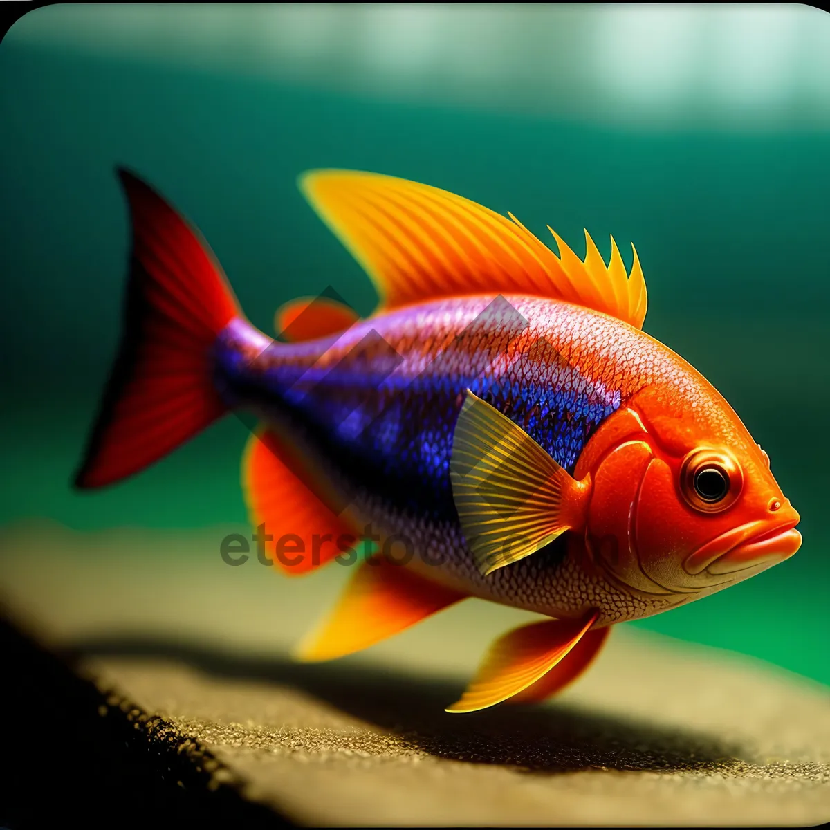 Picture of Tropical Goldfish Swimming in Aquarium Bowl