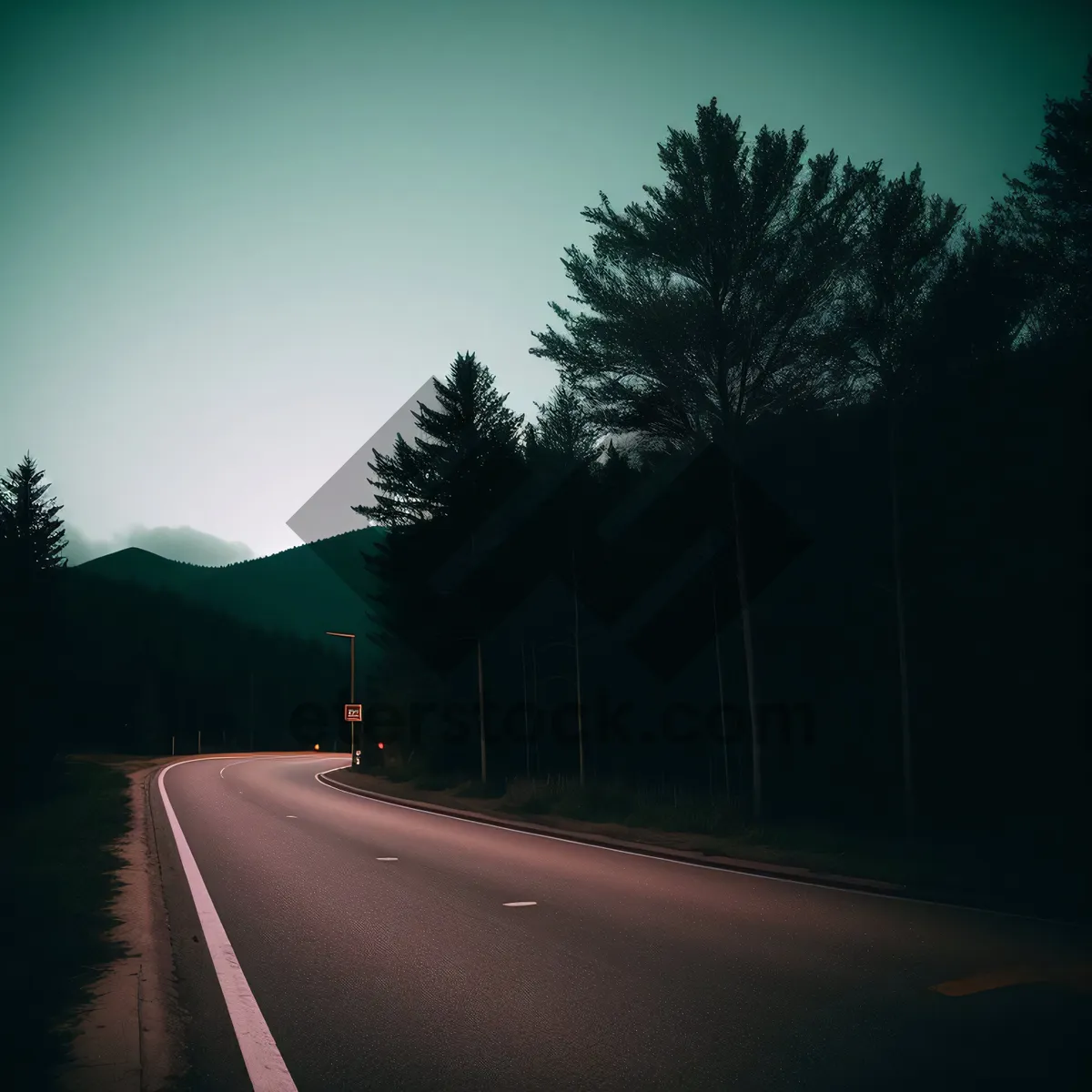 Picture of Scenic Drive on Open Highway with Clear Skies