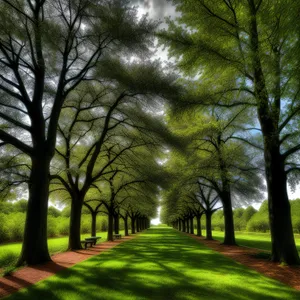 Linden Path in Vibrant Autumn Forest