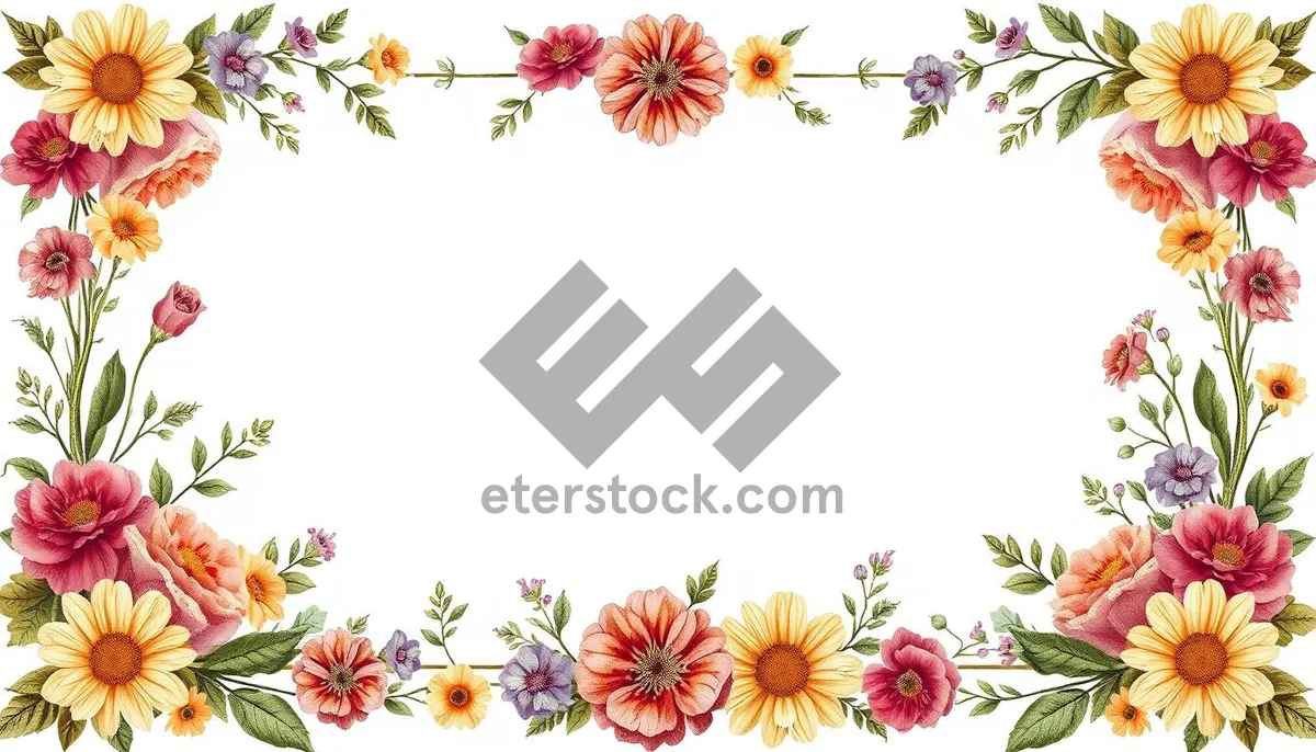 Picture of Pink Floral Silhouette Design Element Decoration Summer Branch.