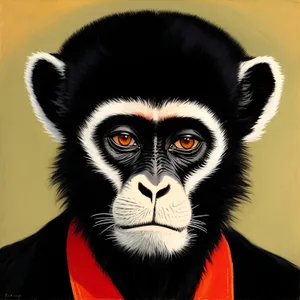 Wild Primate Portrait: Black Gibbon Monkey