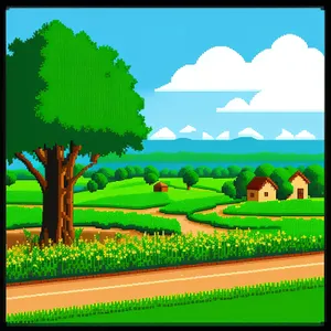 Meadow Serenity: Captivating Rural Landscape with Clear Sky and Rolling Hills