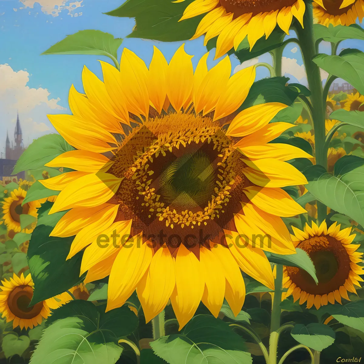 Picture of Vibrant sunflower blossoms in a sunny field