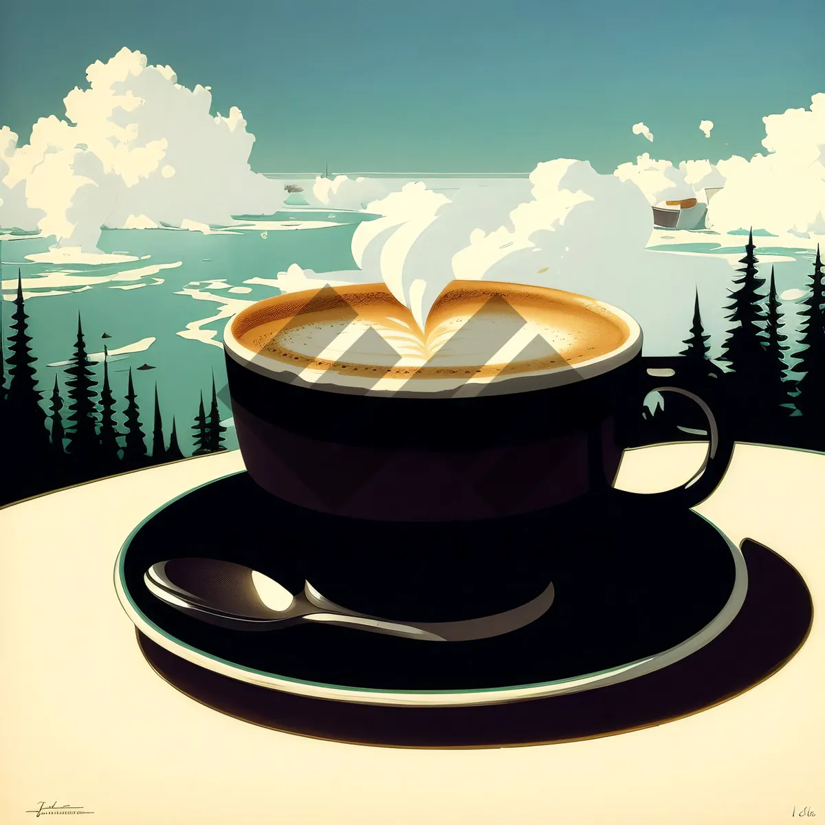 Picture of Morning Brew: Hot Coffee in Porcelain Cup