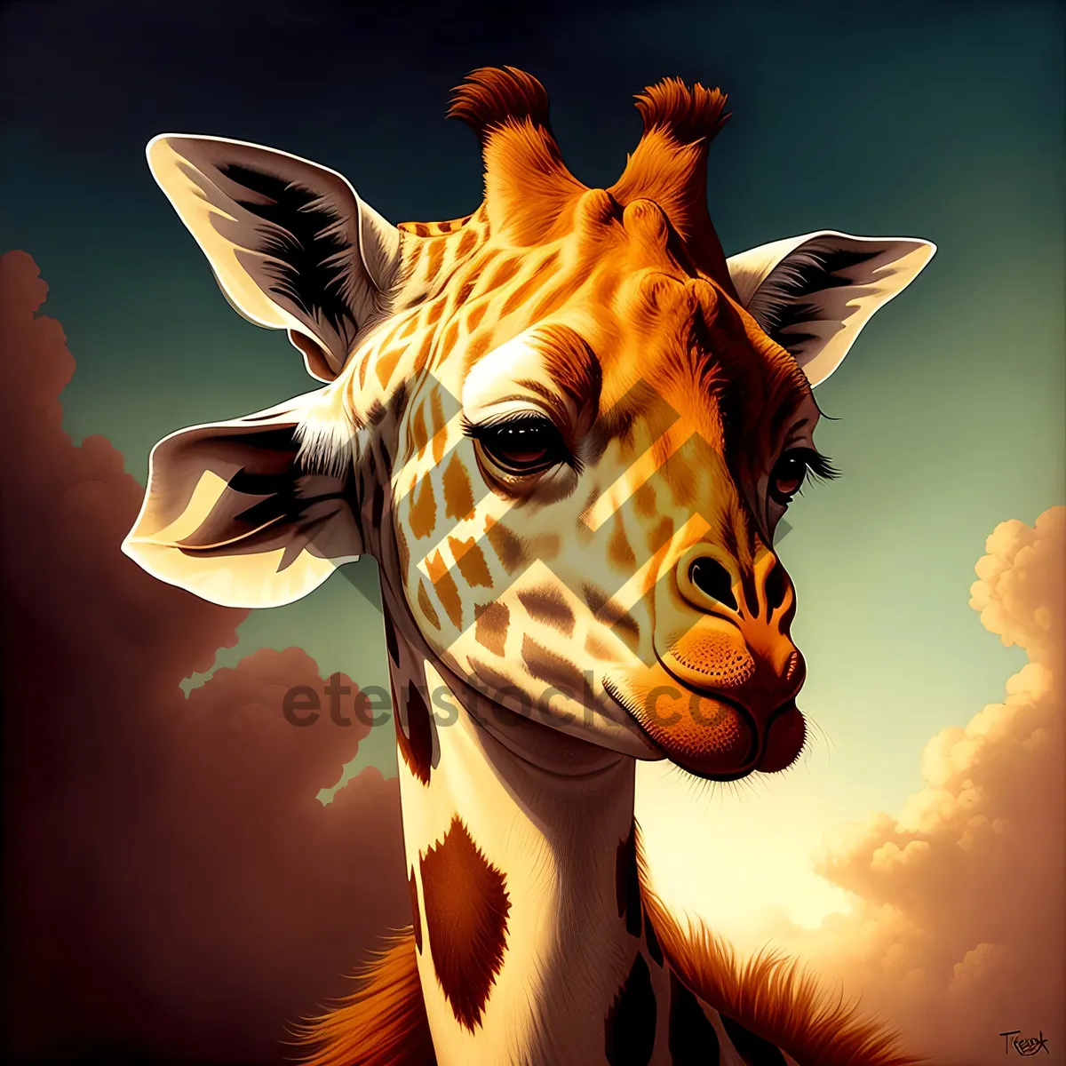 Picture of Safari Wildlife: Black Giraffe and Zebra Mammals