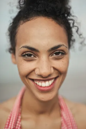 Healthy and attractive woman with clean makeup closeup