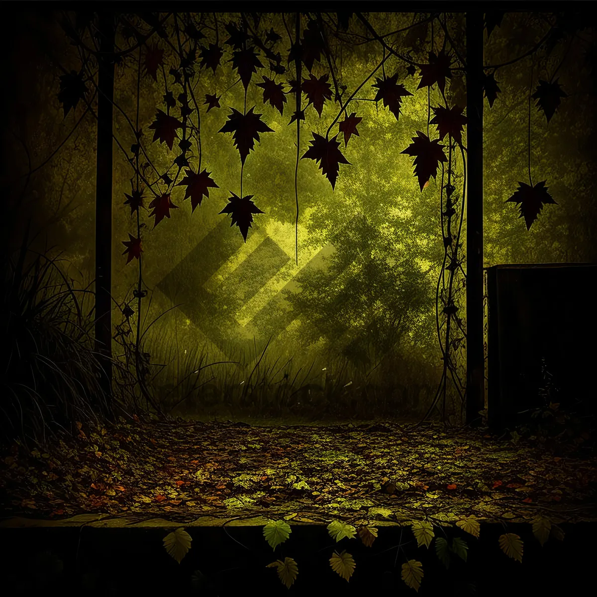Picture of Autumn Forest Passage Through Aged Wall