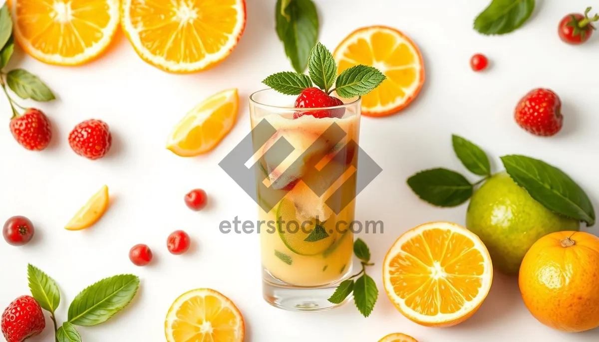 Picture of Fruit Cocktail with Fresh Citrus Garnish in Glass