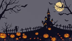 Silhouette of Halloween church against night sky landscape