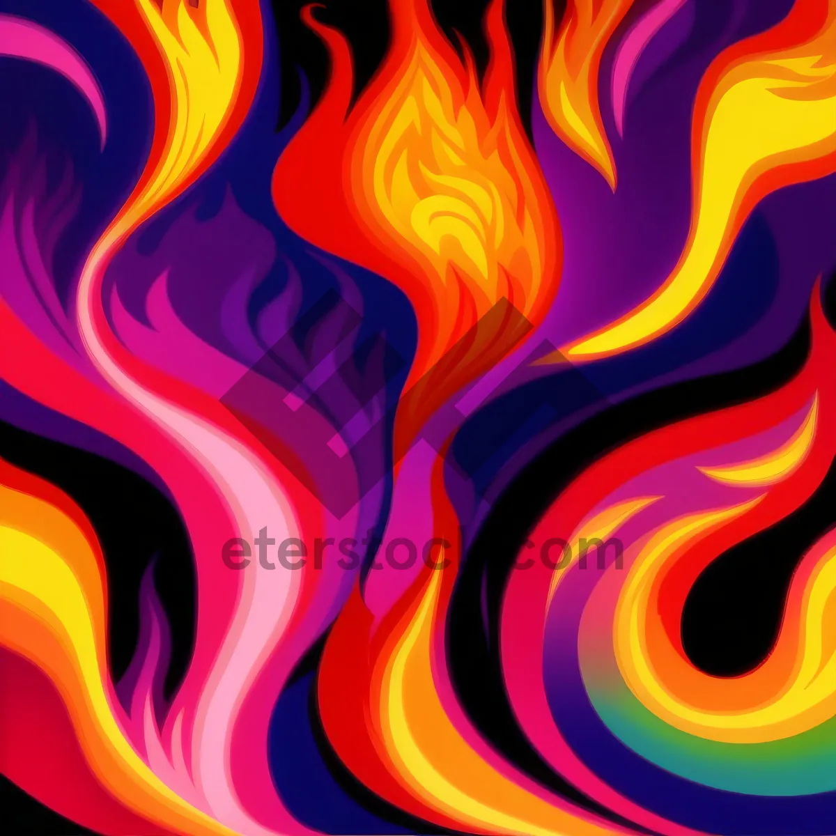 Picture of Modern Fractal Design Wallpaper with Blazing Colors