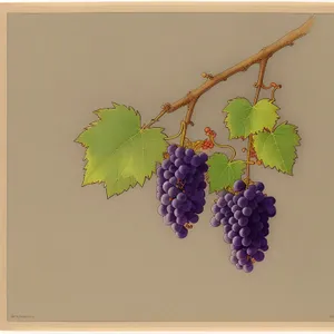 Blossoming grapevine with ripe drupes and vibrant leaves
