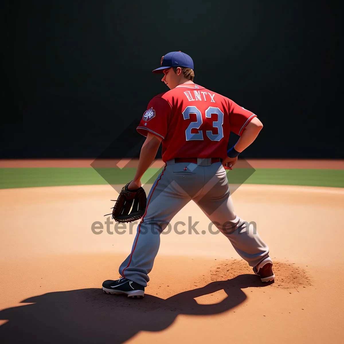 Picture of Active Ballplayer in Baseball Game Action