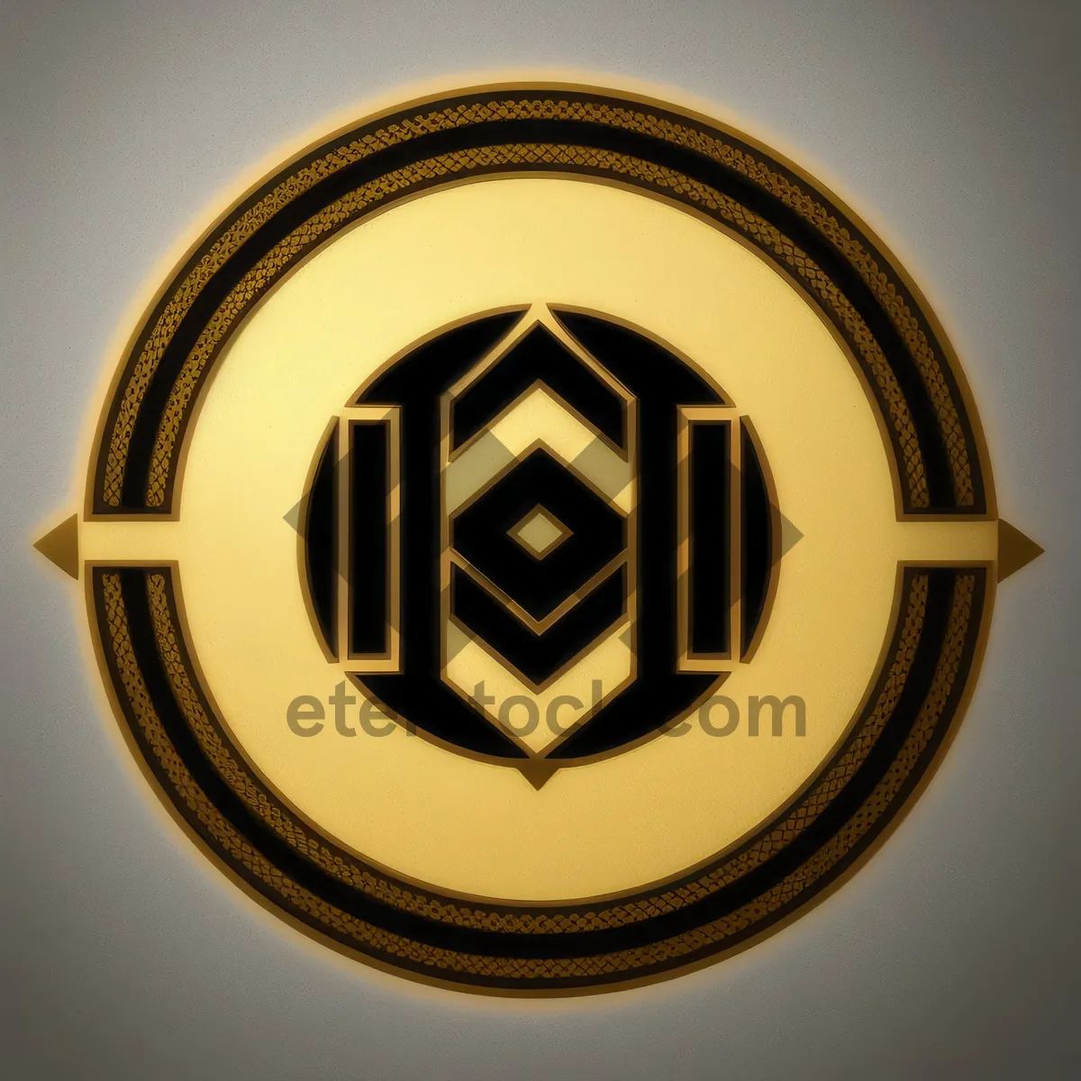 Picture of Golden Shiny Button: Modern 3D Metallic Symbol